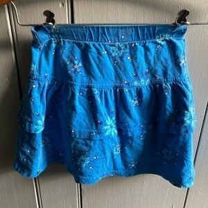 LL Bean Skort Skirt Size 6X 7 Blue w/ Floral Print